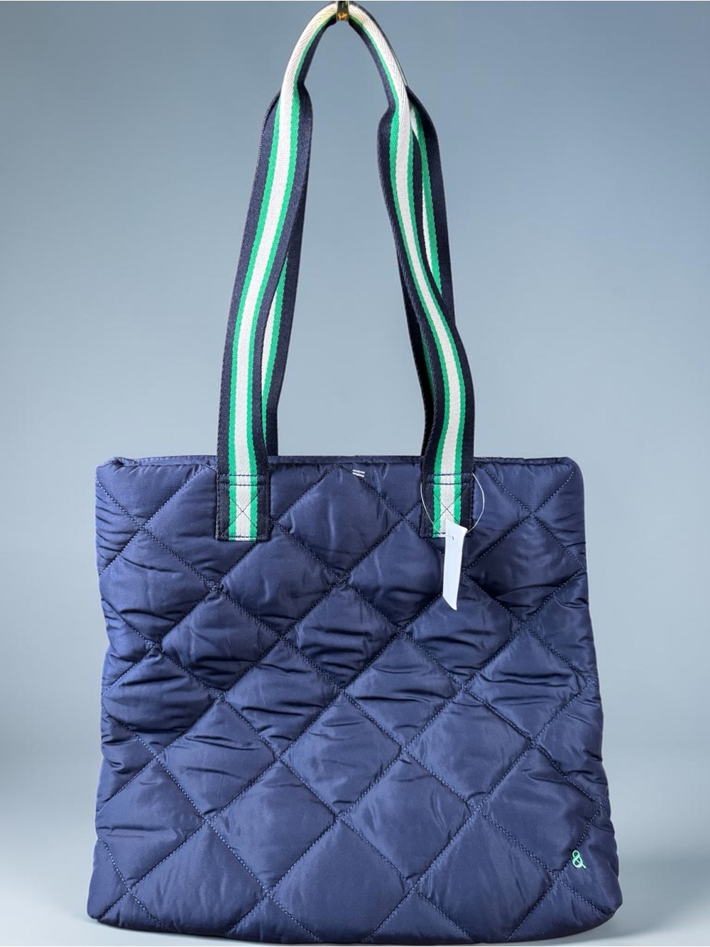 NWT Ann Taylor Loft Quilted Tote Bag - Navy, Green and White